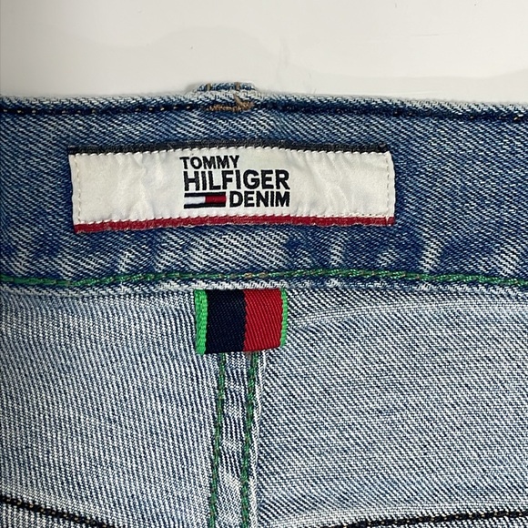 Tommy Hilfiger Size 34 Y2K vintage distressed light wash skinny jeans w/ patches - Picture 11 of 14